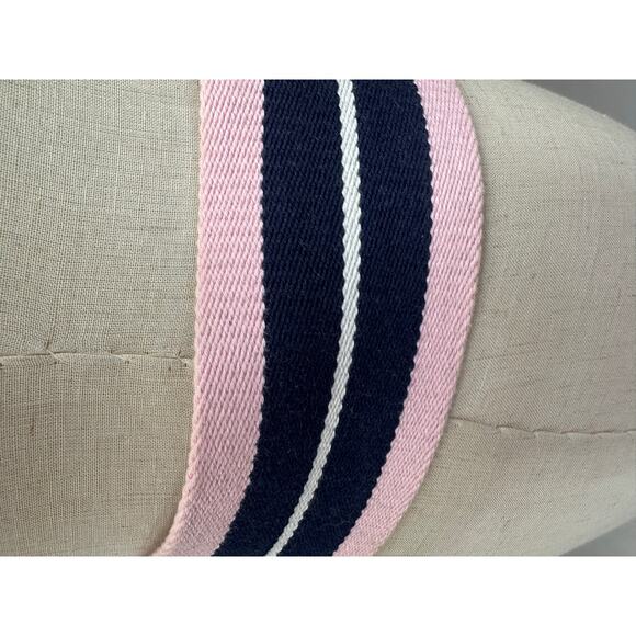 Polo Ralph Lauren Pink Navy Striped Webbed Canvas Double Buckle Belt Size Small - Picture 16 of 16